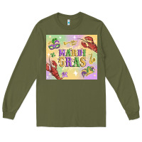 Army Green mardi gras Long Sleeve Tee - MaliasSmallBusiness