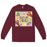 Burgundy mardi gras Long Sleeve Tee - MaliasSmallBusiness