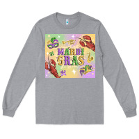 Heather Grey mardi gras Long Sleeve Tee - MaliasSmallBusiness