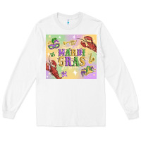 White mardi gras Long Sleeve Tee - MaliasSmallBusiness