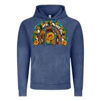 Vintage Denim sunflower gemstone leopard cowhide horseshoe rainbow Vintage Hoodie - Artiststas