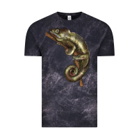 Cloud Black Green Chameleon Lizard Illustrations Vintage Tee - LillyAllenDesigns