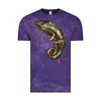 Cloud Purple Green Chameleon Lizard Illustrations Vintage Tee - LillyAllenDesigns