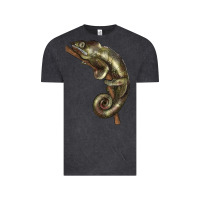 Vintage Black Green Chameleon Lizard Illustrations Vintage Tee - LillyAllenDesigns