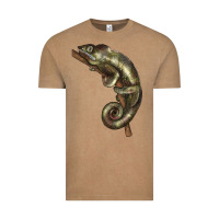Vintage Coffee Green Chameleon Lizard Illustrations Vintage Tee - LillyAllenDesigns