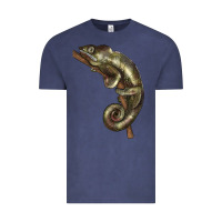 Vintage Denim Green Chameleon Lizard Illustrations Vintage Tee - LillyAllenDesigns