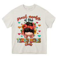Cream proud member of the tired moms club Heavy Core Tee - Zillion Design Studio