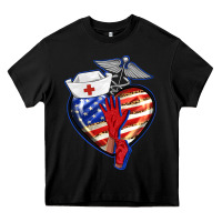 Black patriotic nurse love Heavy Core Tee - BarkalooDesign
