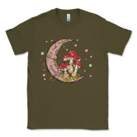 Army Green moon and mushrooms Classic Tee - MaliasSmallBusiness