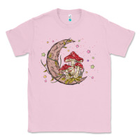 Bubblegum Pink moon and mushrooms Classic Tee - MaliasSmallBusiness