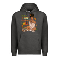 Charcoal Heather Just a girl who loves Fall afro woman Premium Hoodie - NancyCooperArtShop