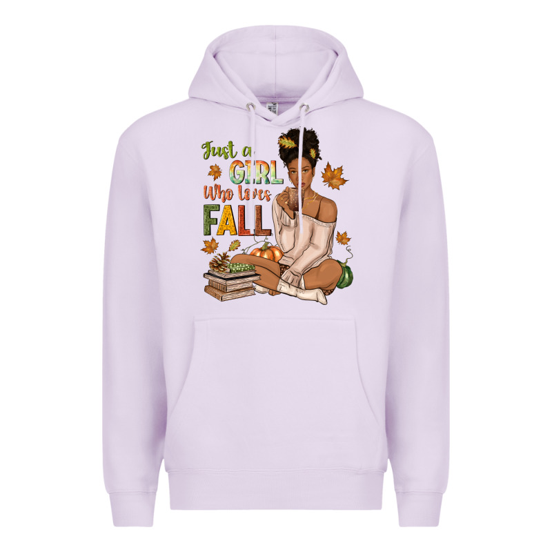 Just A Girl Who Loves Fall Afro Woman Premium Hoodie by NancyCooperArtShop | Teevron