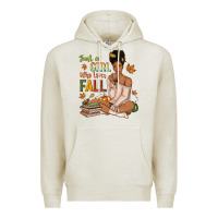 Oatmeal Heather Just a girl who loves Fall afro woman Premium Hoodie - NancyCooperArtShop
