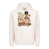 Pale Pink Just a girl who loves Fall afro woman Premium Hoodie - NancyCooperArtShop