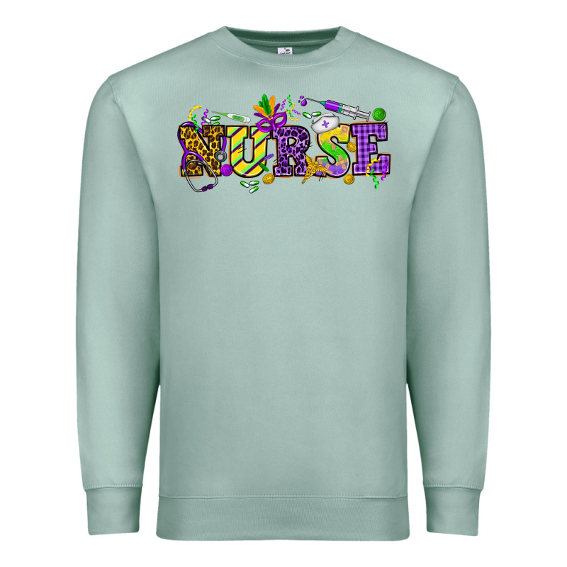 Mardi Gras Day Nurse Premium Sweatshirt by NancyCooperArtShop | Teevron