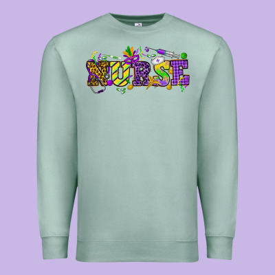 Mardi Gras Day Nurse Premium Sweatshirt Designed By Nancycooperartshop