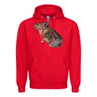 Red pika Zipper Hoodie - LillyAllenDesigns