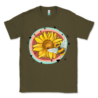 Army Green bee and sunflower Classic Tee - MaliasSmallBusiness