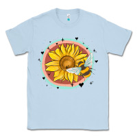 Dusty Blue bee and sunflower Classic Tee - MaliasSmallBusiness
