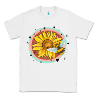 White bee and sunflower Classic Tee - MaliasSmallBusiness