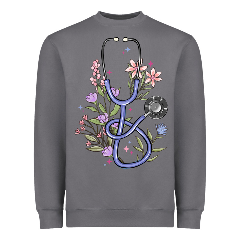 Floral Stethoscope Heavyweight Sweatshirt by MaliasSmallBusiness | Teevron