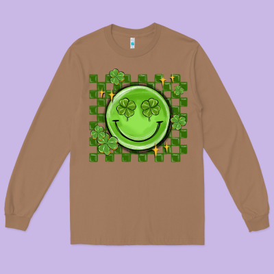 Checkered St. Patrick's Day Long Sleeve Tee Designed By Maliassmallbusiness