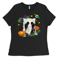 Black My Cat Is My Boo Ladies Tee - texasbilliewilder