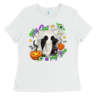 White My Cat Is My Boo Ladies Tee - texasbilliewilder