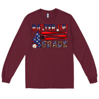 Burgundy batter up 4th grade Long Sleeve Tee - JahusDesignShop