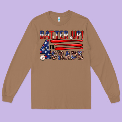 Batter Up 4th Grade Long Sleeve Tee Designed By Jahusdesignshop