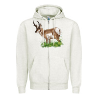 Oatmeal Heather pronghorn Zipper Hoodie - LillyAllenDesigns