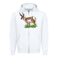 White pronghorn Zipper Hoodie - LillyAllenDesigns