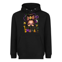 Black mardi gras mama messy bun Heavyweight Hoodie - texasbilliewilder