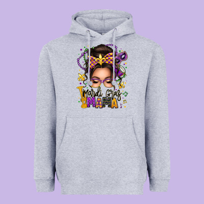 Mardi Gras Mama Messy Bun Heavyweight Hoodie Designed By Texasbilliewilder