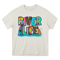 Cream river life kayaking Heavy Core Tee - Zillion Design Studio