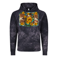 Cloud Black sunflower gemstone leopard cowhide horseshoe background Vintage Hoodie - Artiststas