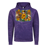 Cloud Purple sunflower gemstone leopard cowhide horseshoe background Vintage Hoodie - Artiststas