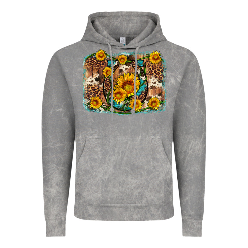 Sunflower Gemstone Leopard Cowhide Horseshoe Background Vintage Hoodie by Artiststas | Teevron