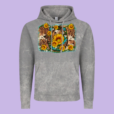 Sunflower Gemstone Leopard Cowhide Horseshoe Background Vintage Hoodie Designed By Artiststas