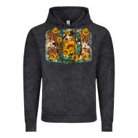 Vintage Black sunflower gemstone leopard cowhide horseshoe background Vintage Hoodie - Artiststas