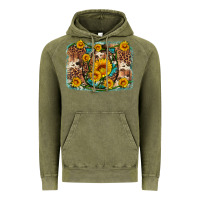 Vintage Olive sunflower gemstone leopard cowhide horseshoe background Vintage Hoodie - Artiststas