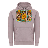 Vintage Zinc sunflower gemstone leopard cowhide horseshoe background Vintage Hoodie - Artiststas