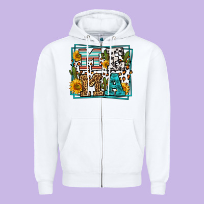 Western Leopard Mema Zipper Hoodie Designed By Lillyallendesigns