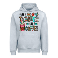 Heather Grey half teacher half coffee Urban Hoodie - OliviaCreatesArt