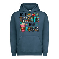 Pigment Midnight Navy half teacher half coffee Urban Hoodie - OliviaCreatesArt
