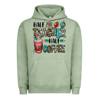 Pigment Oil Green half teacher half coffee Urban Hoodie - OliviaCreatesArt