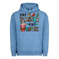 Pigment Pebble Blue half teacher half coffee Urban Hoodie - OliviaCreatesArt
