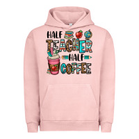 Pigment Salmon half teacher half coffee Urban Hoodie - OliviaCreatesArt