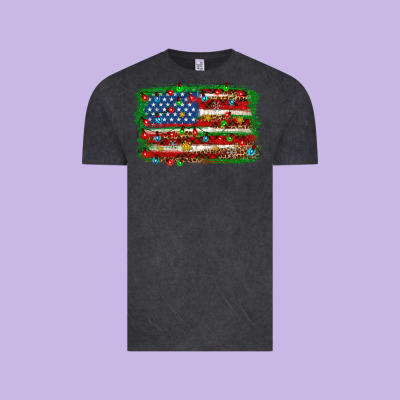 Christmas American Flag Vintage Tee Designed By Nancycooperartshop