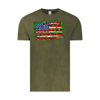 Vintage Olive Christmas american flag Vintage Tee - NancyCooperArtShop